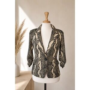 Frank Lyman Montréal Snakeskin Print Stretch Blazer Jacket Size 8 Made in Canada